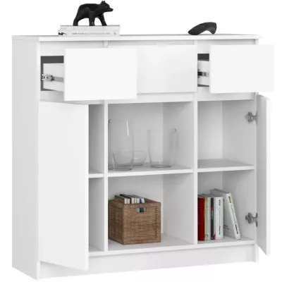 Komoda se šuplíky a dvířky JUNIPER - bílá