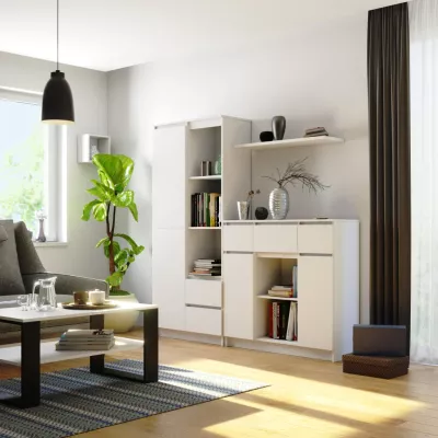 Komoda se šuplíky a dvířky JUNIPER - bílá