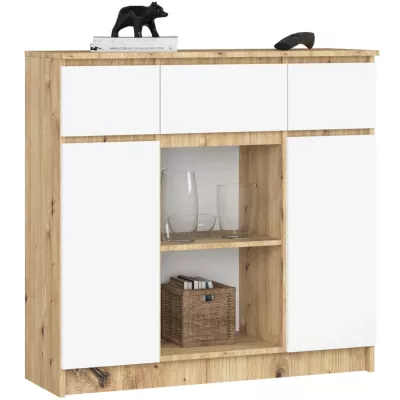 Komoda se šuplíky a dvířky JUNIPER - dub artisan / bílá