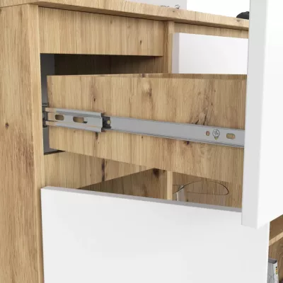 Komoda se šuplíky a dvířky JUNIPER - dub artisan / bílá
