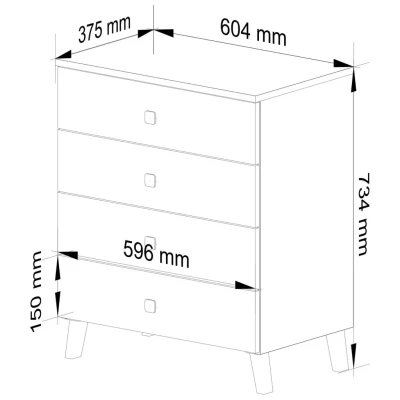 Designová šuplíková komoda MAVRIEL - bílá / černá