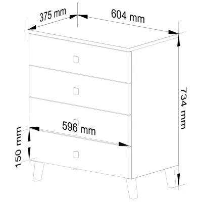 Designová šuplíková komoda MAVRIEL - bílá / černá