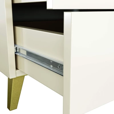 Designová komoda MAVRIEL se šuplíky - kašmírová / zlatá