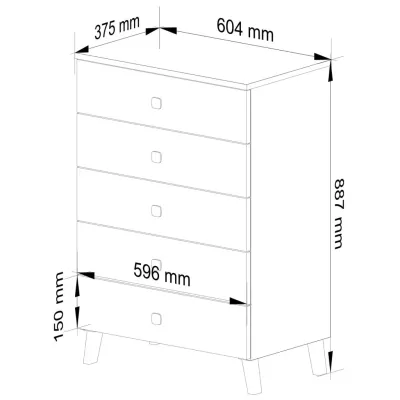 Designová komoda MAVRIEL se šuplíky - bílá / černá