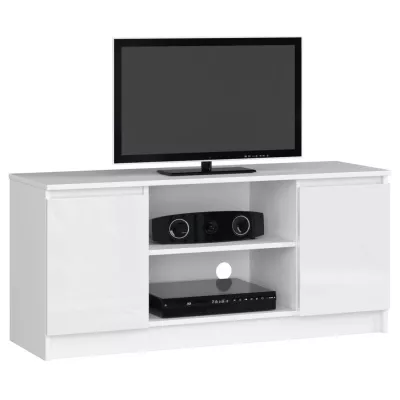TV stolek YMARIN - bílý / bílý lesklý
