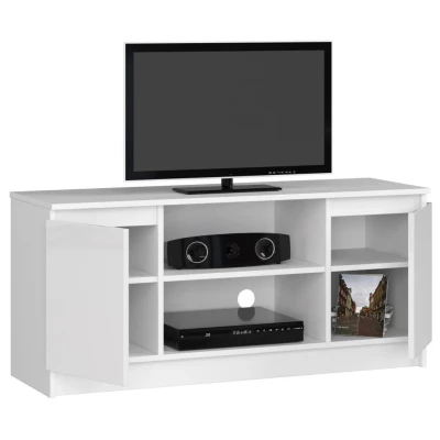 TV stolek YMARIN - bílý / bílý lesklý