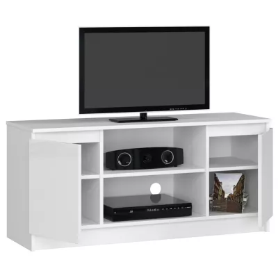 TV stolek YMARIN - bílý / bílý lesklý