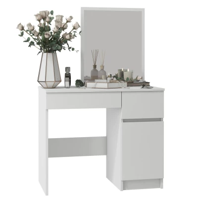 Toaletní stolek se zrcadlem BRETIK - bílý, pravé provedení