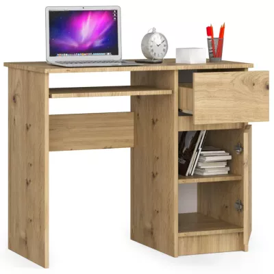 PC stůl KALRION - dub artisan, pravé provedení