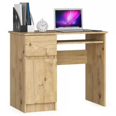 PC stůl KALRION - dub artisan, levé provedení