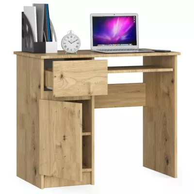 PC stůl KALRION - dub artisan, levé provedení