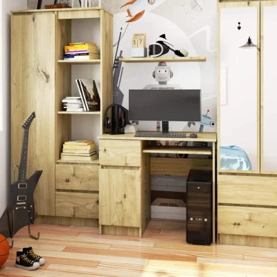 PC stůl KALRION - dub artisan, levé provedení