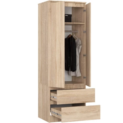 Šatní skříň se šuplíky 60 cm WREN - dub sonoma