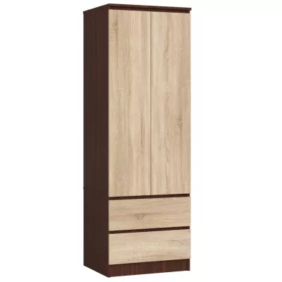 Šatní skříň se šuplíky 60 cm WREN - wenge / dub sonoma