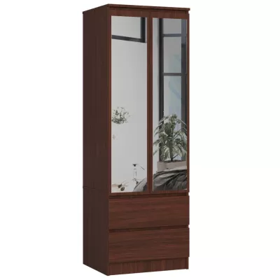 Šatní skříň se šuplíky a zrcadly 60 cm WREN - wenge