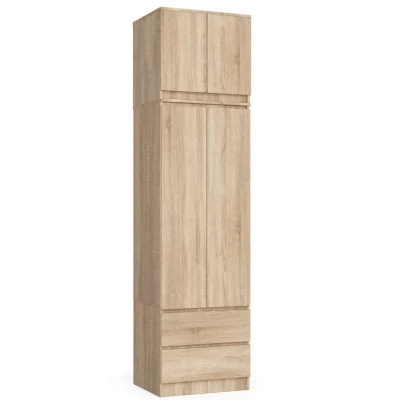 Šatní skříň s nástavcem 60 cm WREN - dub sonoma