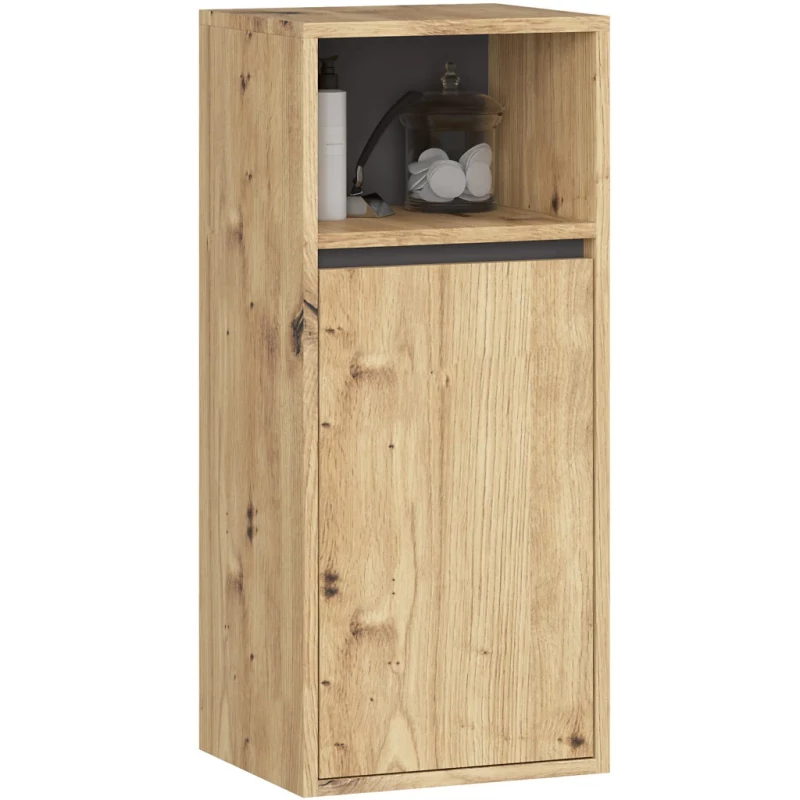 Závěsná koupelnová skříňka MARLION - dub artisan / šedá