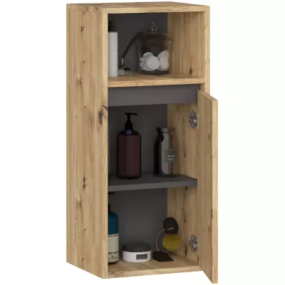 Závěsná koupelnová skříňka MARLION - dub artisan / šedá