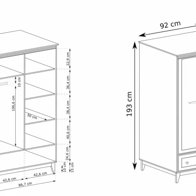 Dvoudveřová šatní skříň 92 cm ELLENSBURG - kašmír