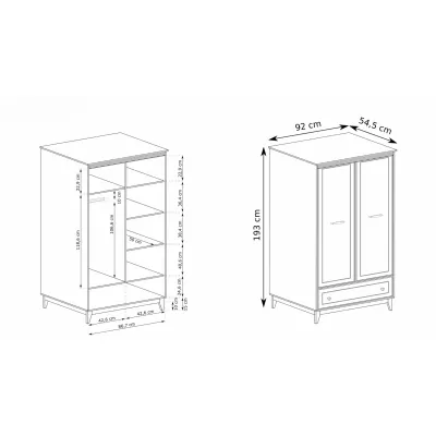 Dvoudveřová šatní skříň 92 cm ELLENSBURG - kašmír