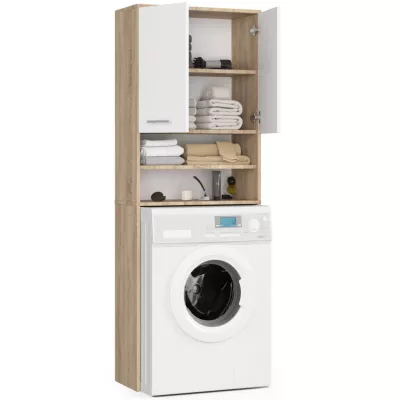 Koupelnová skříňka nad pračku MERALYA - dub sonoma / bílá
