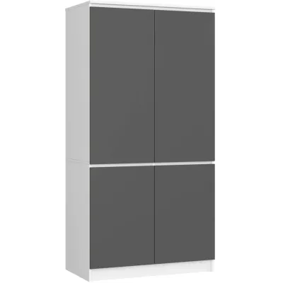 Čtyřdveřová šatní skříň 90 cm LOTA - bílá / šedá