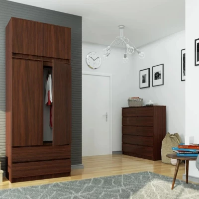 Šatní skříň s nástavcem 90 cm LOTA - wenge