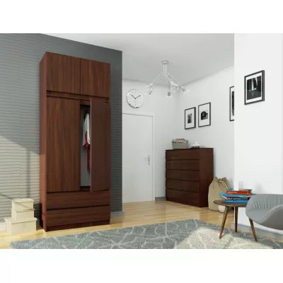 Šatní skříň s nástavcem 90 cm LOTA - wenge