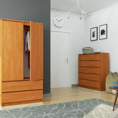 Šatní skříň se šuplíky 90 cm LOTA - olše