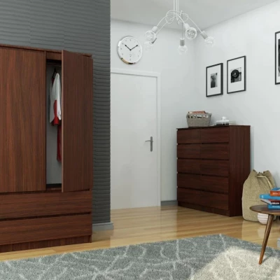 Šatní skříň se šuplíky 90 cm LOTA - wenge