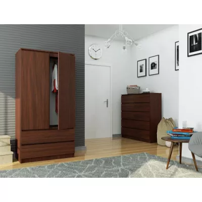 Šatní skříň se šuplíky 90 cm LOTA - wenge