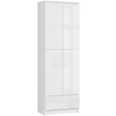 Dvoudveřová skříň se šuplíkem 60 cm VALESTRA - bílá / bílá lesklá