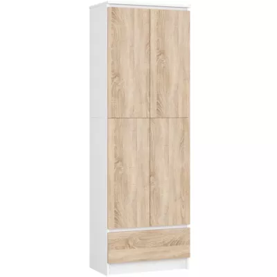 Dvoudveřová skříň se šuplíkem 60 cm VALESTRA - bílá / dub sonoma