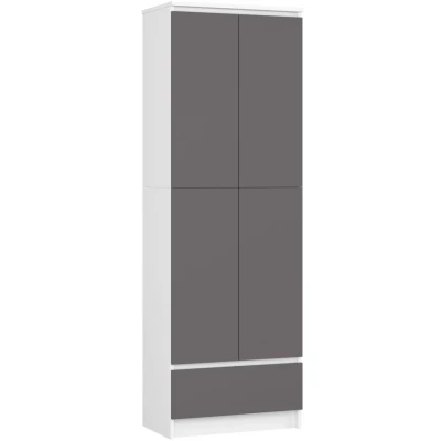 Dvoudveřová skříň se šuplíkem 60 cm VALESTRA - bílá / tmavě šedá