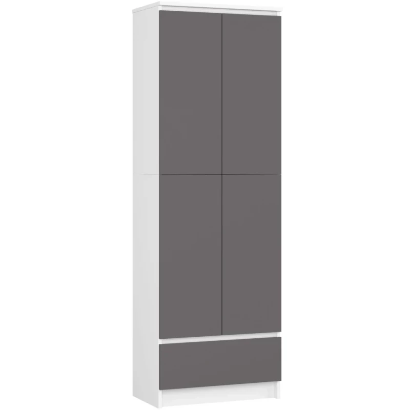 Dvoudveřová skříň se šuplíkem 60 cm VALESTRA - bílá / tmavě šedá