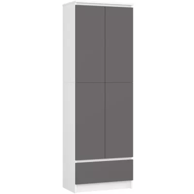 Dvoudveřová skříň se šuplíkem 60 cm VALESTRA - bílá / tmavě šedá