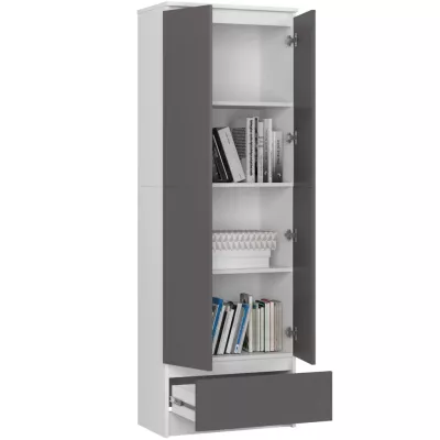Dvoudveřová skříň se šuplíkem 60 cm VALESTRA - bílá / tmavě šedá