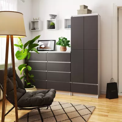 Dvoudveřová skříň se šuplíkem 60 cm VALESTRA - bílá / tmavě šedá