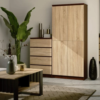 Policová skříň 80 cm VALESTRA - wenge / dub sonoma