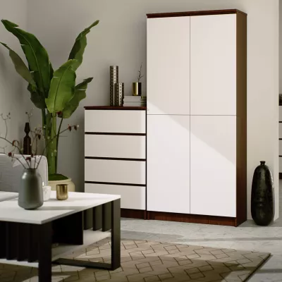 Policová skříň 80 cm VALESTRA - wenge / bílá