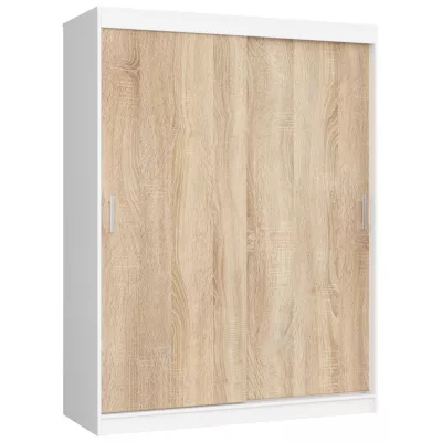 Prostorná šatní skříň 150 cm VALESTRA - bílá / dub sonoma