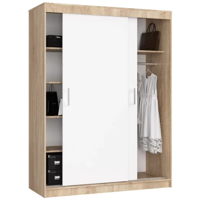 Prostorná šatní skříň 150 cm VALESTRA - dub sonoma / bílá