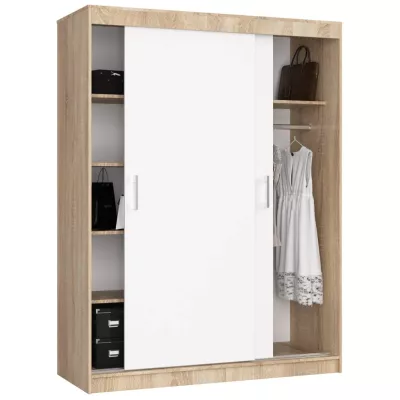 Prostorná šatní skříň 150 cm VALESTRA - dub sonoma / bílá