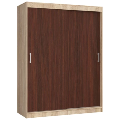 Prostorná šatní skříň 150 cm VALESTRA - dub sonoma / wenge