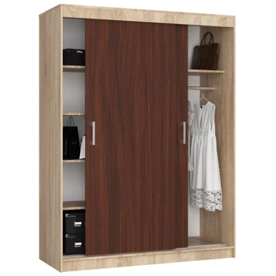 Prostorná šatní skříň 150 cm VALESTRA - dub sonoma / wenge