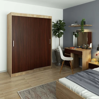 Prostorná šatní skříň 150 cm VALESTRA - dub sonoma / wenge
