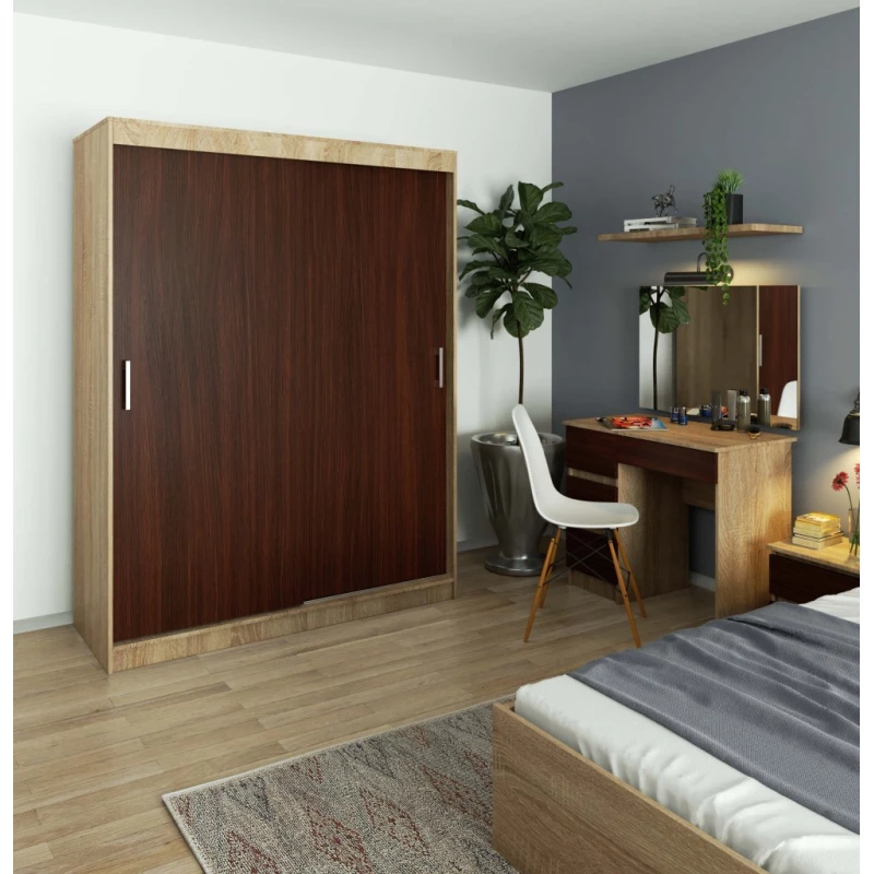 Prostorná šatní skříň 150 cm VALESTRA - dub sonoma / wenge