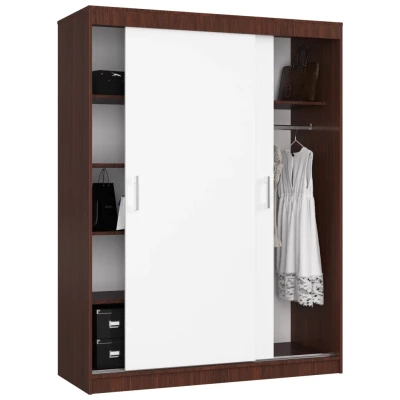 Prostorná šatní skříň 150 cm VALESTRA - wenge / bílá