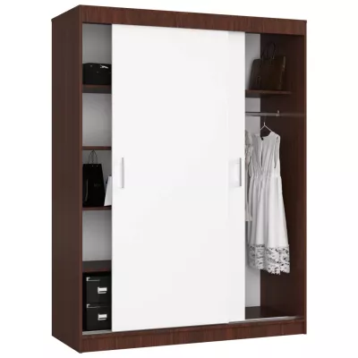 Prostorná šatní skříň 150 cm VALESTRA - wenge / bílá