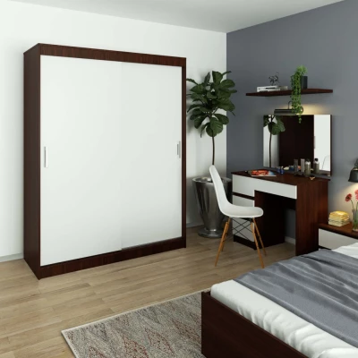 Prostorná šatní skříň 150 cm VALESTRA - wenge / bílá